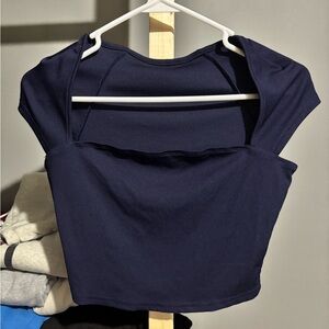 SHEIN Juniors Navy Blue, square neck, Crop Top